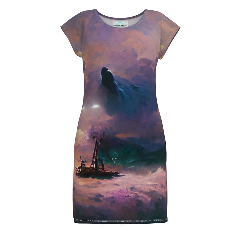 Miserable - Purple & Black Easily Transform From Casual To Smart, Full Print Ladies Tunic T-Shirt