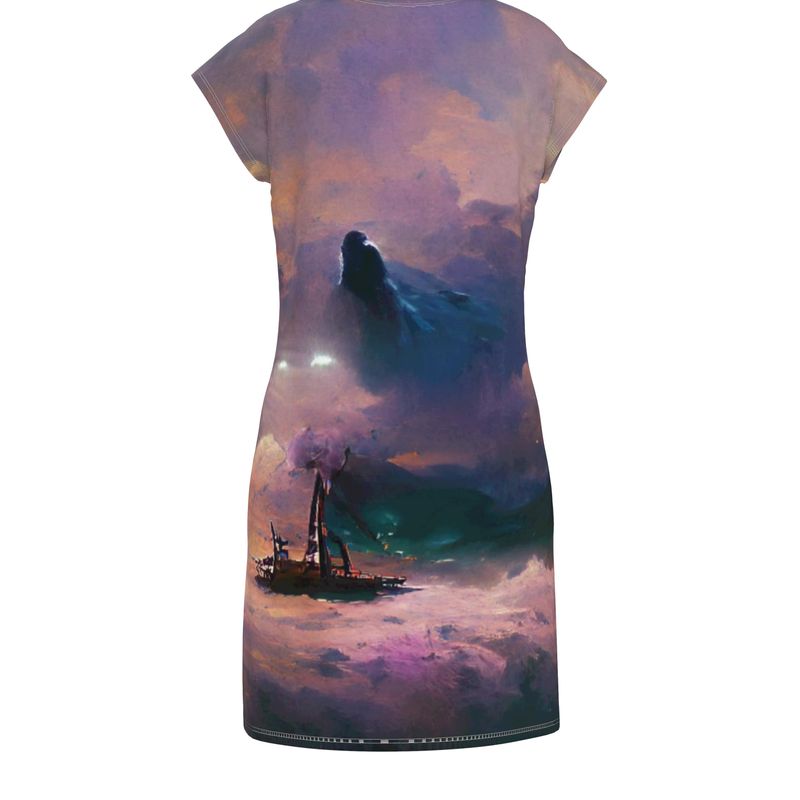 Miserable - Purple & Black Easily Transform From Casual To Smart, Full Print Ladies Tunic T-Shirt