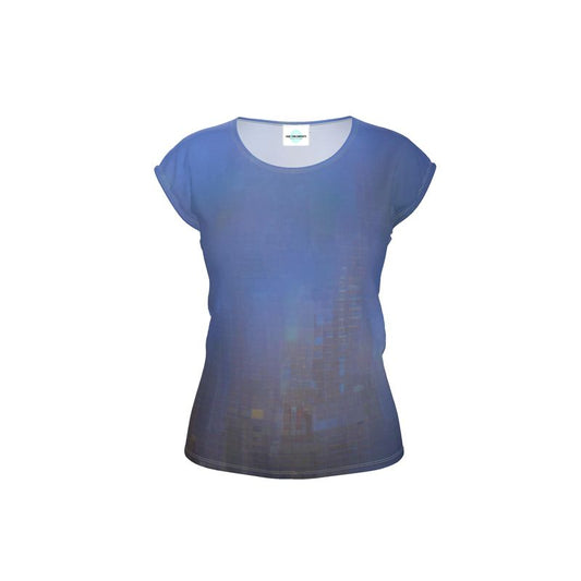 Foggy Painting of London - Dark Blue Ideal For Special Occasions, Comfortable Stretchy Fabric, Relaxed Fit, Ladies Loose Fit T-Shirt