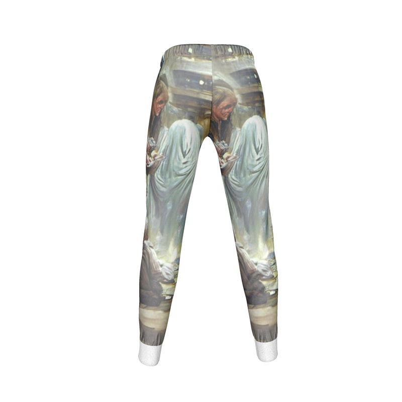 Charity - White & Brown Cuffed Tracksuit Ladies Jogging Bottoms