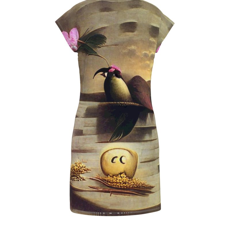 Coercive - Beige & Yellow  Easily Transform From Casual To Smart, Full Print Ladies Tunic T-Shirt