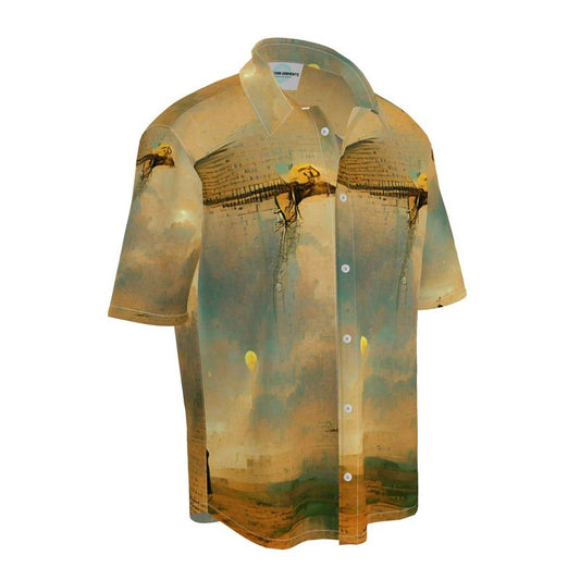 Loopy - Beige Short Sleeve Button Up, Mother Of Pearl Buttons, Breathable Fabric, Men's Short Sleeve Shirt