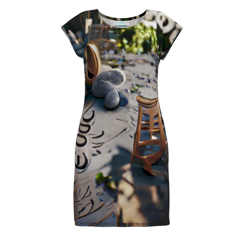 Good - Gold Brown & Grey Easily Transform From Casual To Smart, Full Print Ladies Tunic T-Shirt