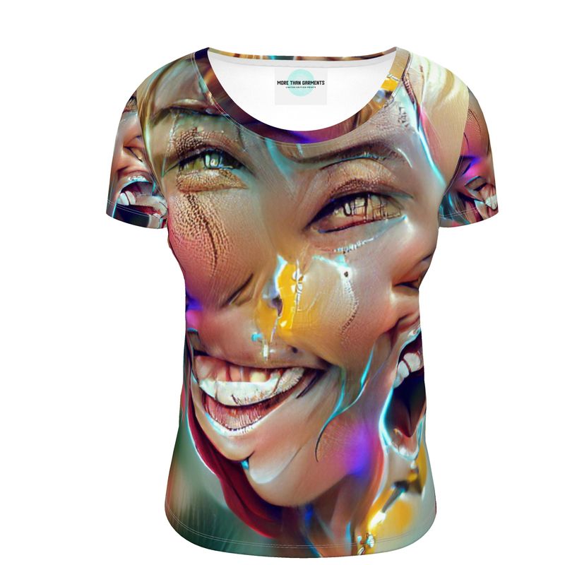 Joy - Multicoloured Soft And Durable Fabric, Flattering, Relaxed Shape, Ladies Scoop Neck T-Shirt