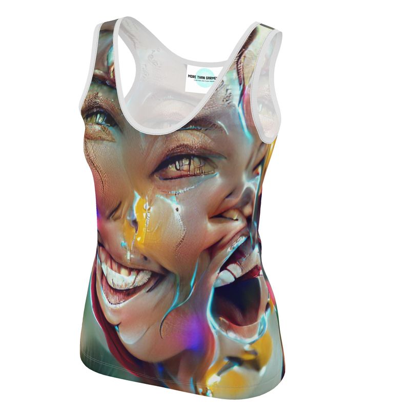 Joy - Multicoloured Scoop Neck, Higher At The Back Ladies Vest Top