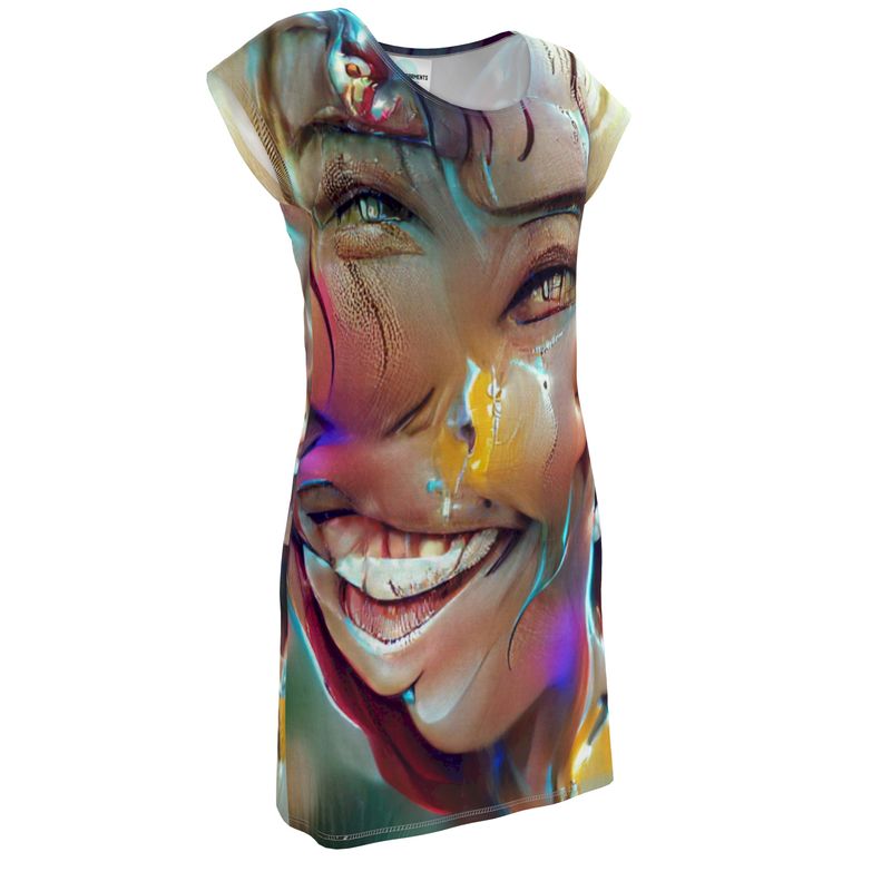 Joy - Multicoloured Easily Transform From Casual To Smart, Full Print Ladies Tunic T-Shirt