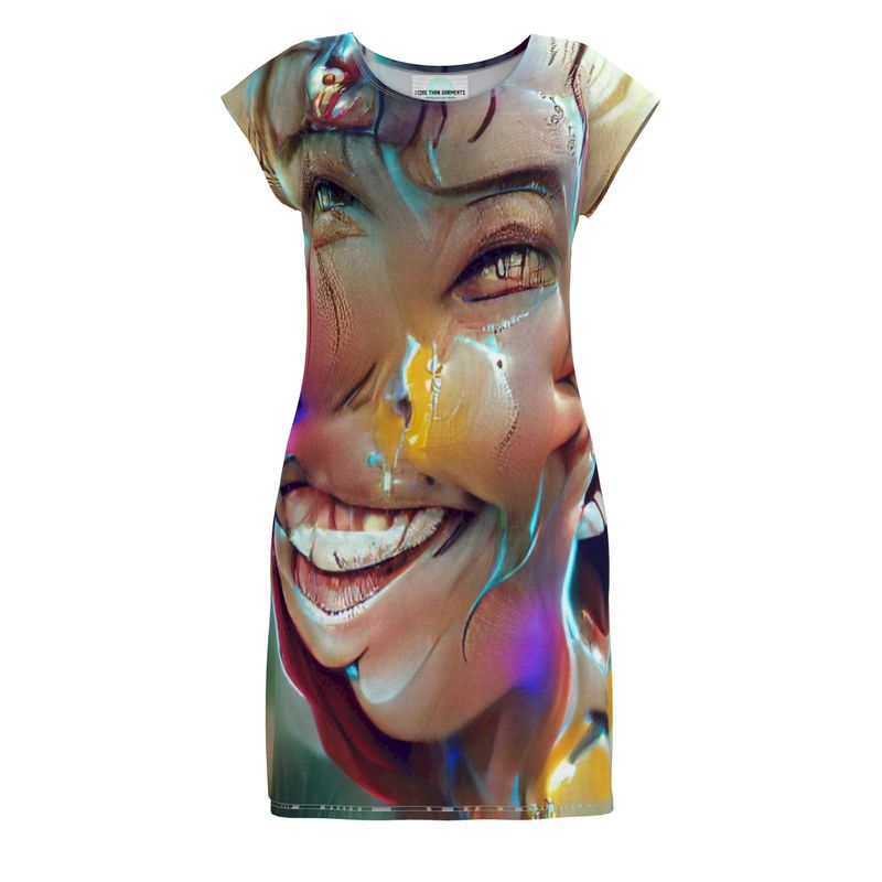 Joy - Multicoloured Easily Transform From Casual To Smart, Full Print Ladies Tunic T-Shirt