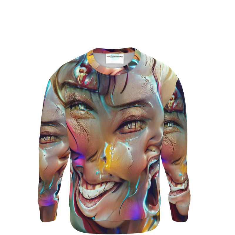 Joy - Multicoloured Unisex Design, Ribbed Neck, Cuffs And Hem, Relaxed Fit Sweatshirt