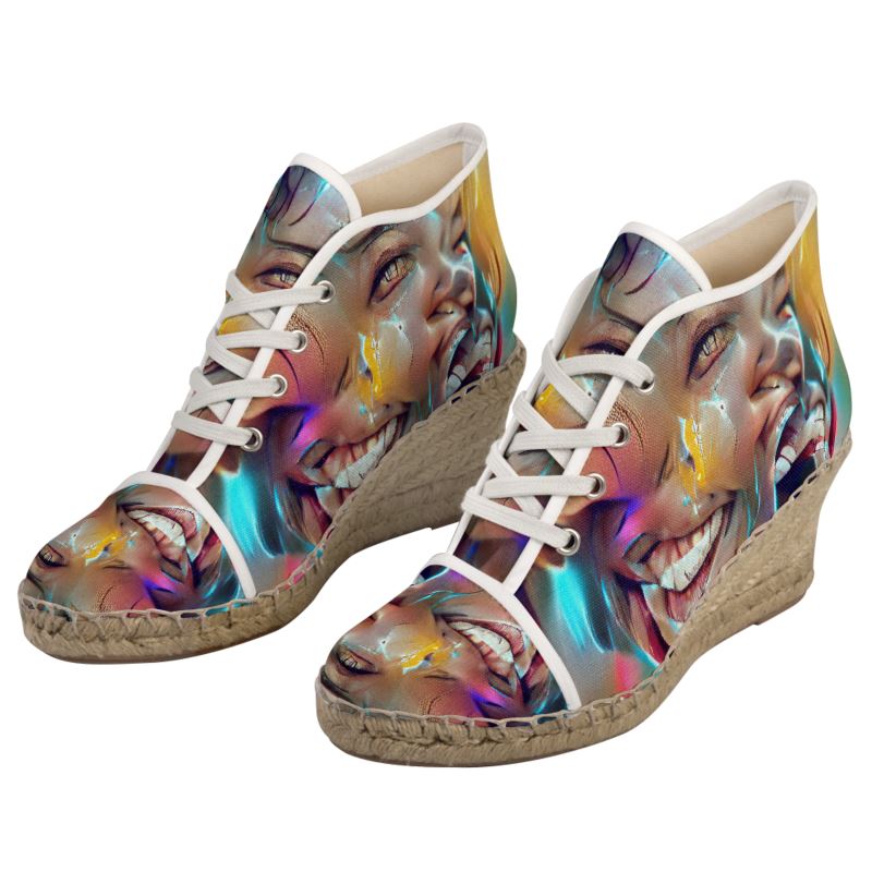 Joy - Multicoloured Perfect For Standing Out In The Summer, Stylish Handmade Ladies Wedge Espadrilles