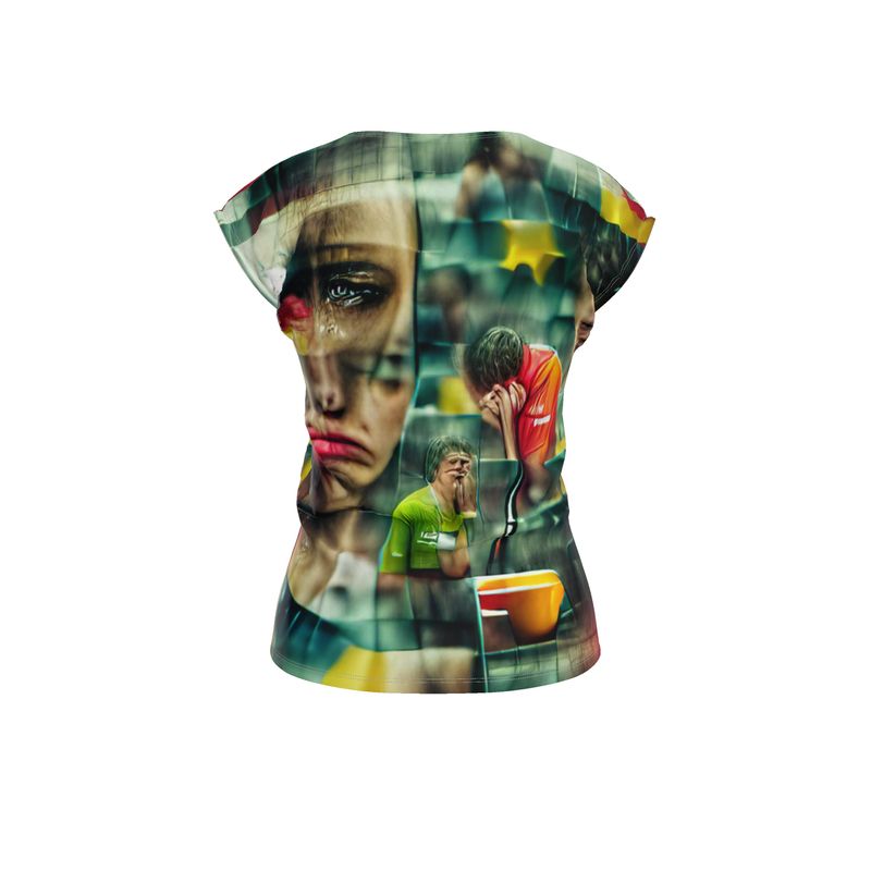 Disheartened - Red, Green & Yellow Ideal For Special Occasions, Comfortable Stretchy Fabric, Relaxed Fit, Ladies Loose Fit T-Shirt