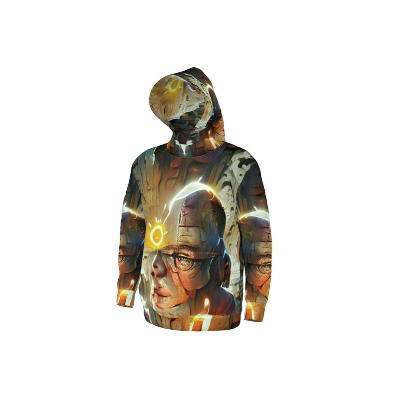 Enlightened - Yellow, Brown & White Unisex Pullover Or Zipper, Relaxed Fit, Cut & Sewn Hoodie