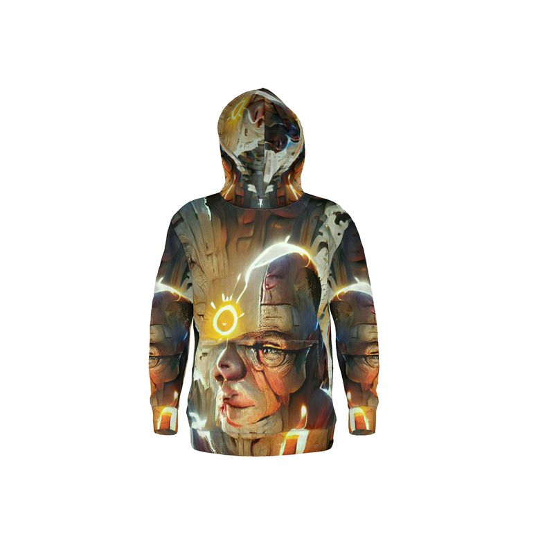 Enlightened - Yellow, Brown & White Unisex Pullover Or Zipper, Relaxed Fit, Cut & Sewn Hoodie