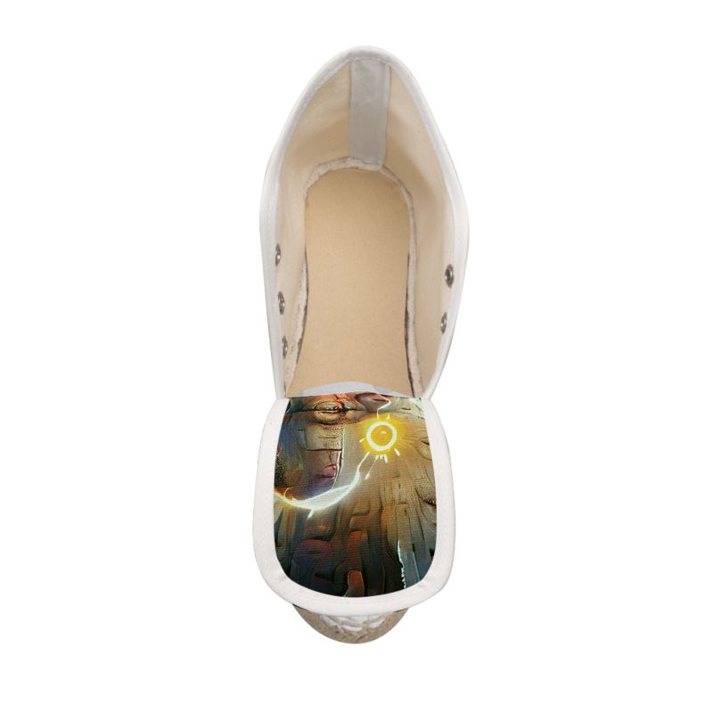 Enlightened - Yellow, Brown & White Perfect For Standing Out In The Summer, Stylish Handmade Ladies Wedge Espadrilles