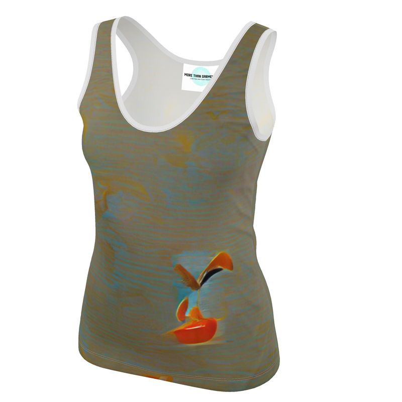 Mixed up - Green Scoop Neck, Higher At The Back Ladies Vest Top