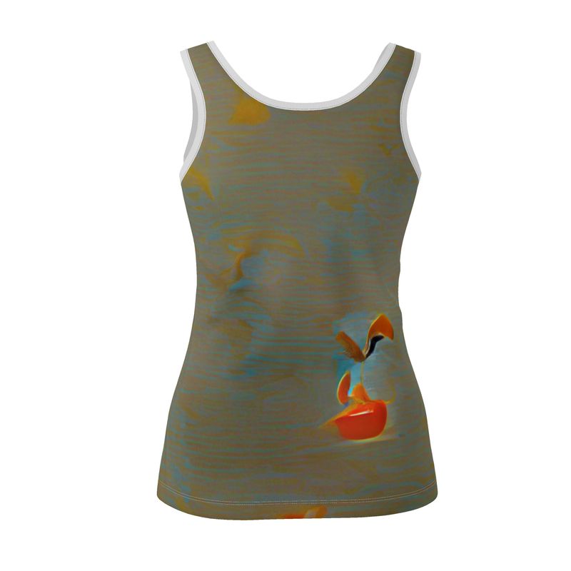 Mixed up - Green Scoop Neck, Higher At The Back Ladies Vest Top