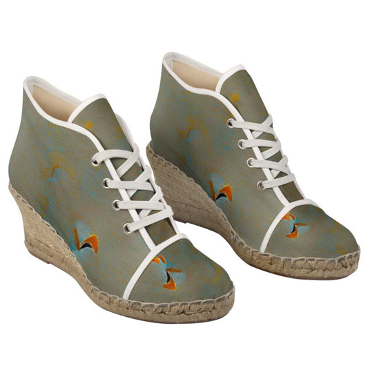 Mixed up - Green Perfect For Standing Out In The Summer, Stylish Handmade Ladies Wedge Espadrilles