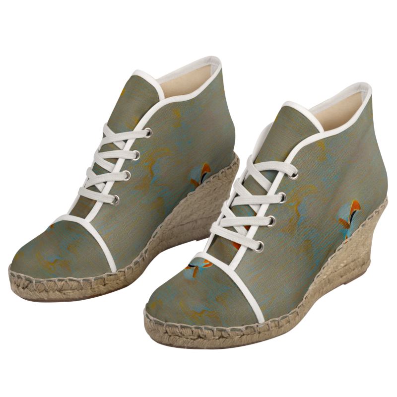 Mixed up - Green Perfect For Standing Out In The Summer, Stylish Handmade Ladies Wedge Espadrilles