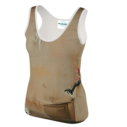 Panicked - Beige Scoop Neck, Higher At The Back Ladies Vest Top