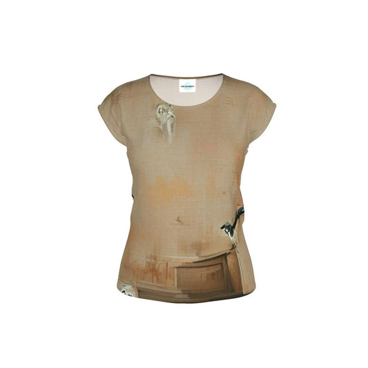 Panicked - Beige Ideal For Special Occasions, Comfortable Stretchy Fabric, Relaxed Fit, Ladies Loose Fit T-Shirt