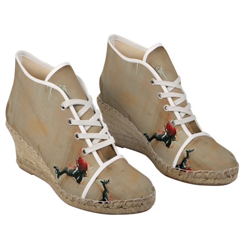 Panicked - Beige Perfect For Standing Out In The Summer, Stylish Handmade Ladies Wedge Espadrilles