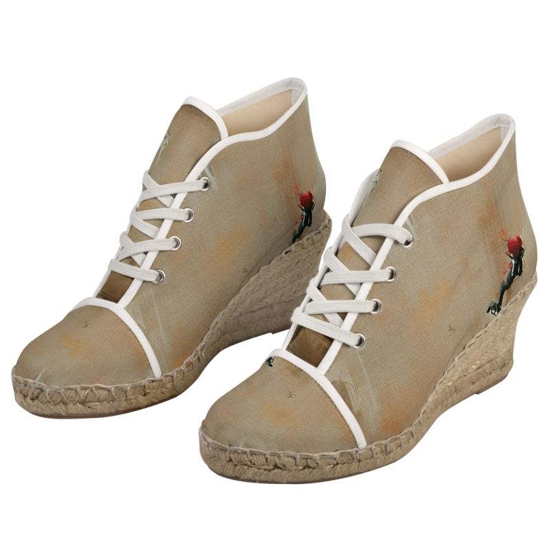 Panicked - Beige Perfect For Standing Out In The Summer, Stylish Handmade Ladies Wedge Espadrilles