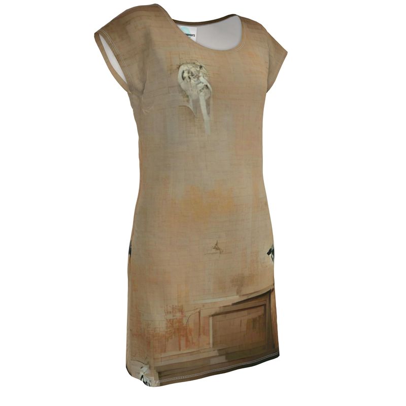 Panicked - Beige Easily Transform From Casual To Smart, Full Print Ladies Tunic T-Shirt