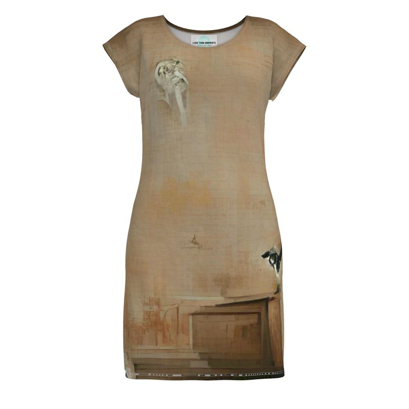 Panicked - Beige Easily Transform From Casual To Smart, Full Print Ladies Tunic T-Shirt