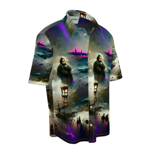 Miserable 10 - Purple & Black Short Sleeve Button Up, Mother Of Pearl Buttons, Breathable Fabric, Men's Short Sleeve Shirt