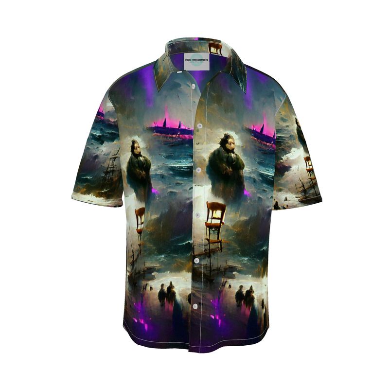 Miserable 10 - Purple & Black Short Sleeve Button Up, Mother Of Pearl Buttons, Breathable Fabric, Men's Short Sleeve Shirt