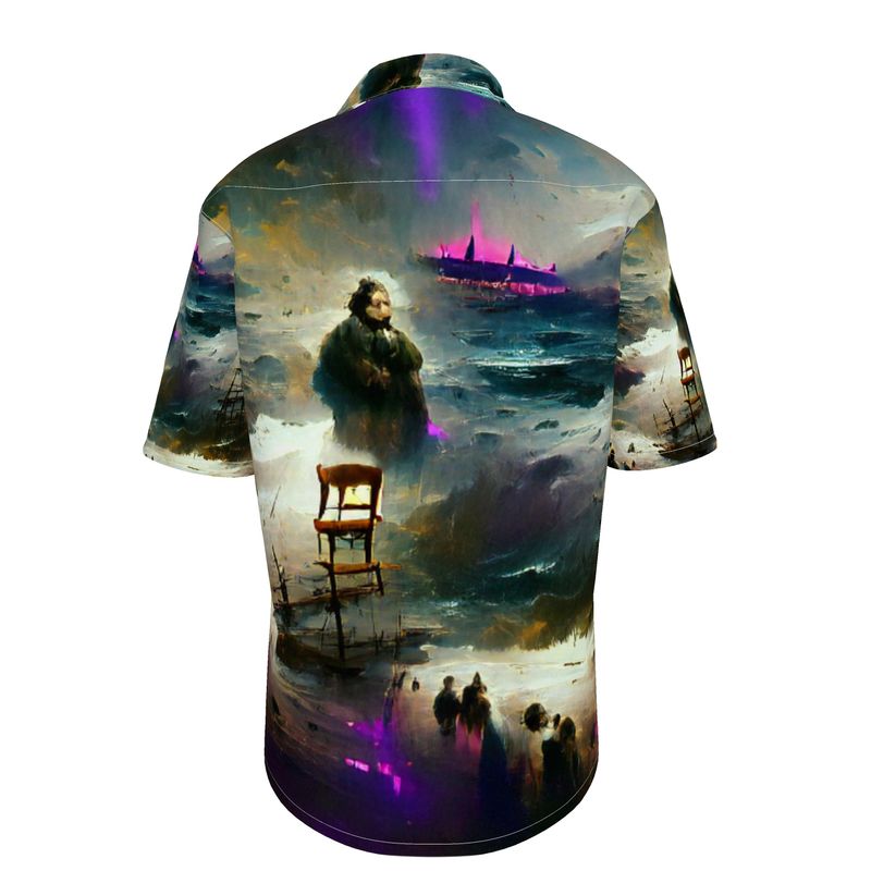 Miserable 10 - Purple & Black Short Sleeve Button Up, Mother Of Pearl Buttons, Breathable Fabric, Men's Short Sleeve Shirt