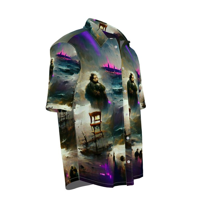 Miserable 10 - Purple & Black Short Sleeve Button Up, Mother Of Pearl Buttons, Breathable Fabric, Men's Short Sleeve Shirt