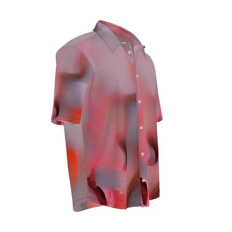 Joy 2 - Two Tone Red Short Sleeve Button Up, Mother Of Pearl Buttons, Breathable Fabric, Men's Short Sleeve Shirt