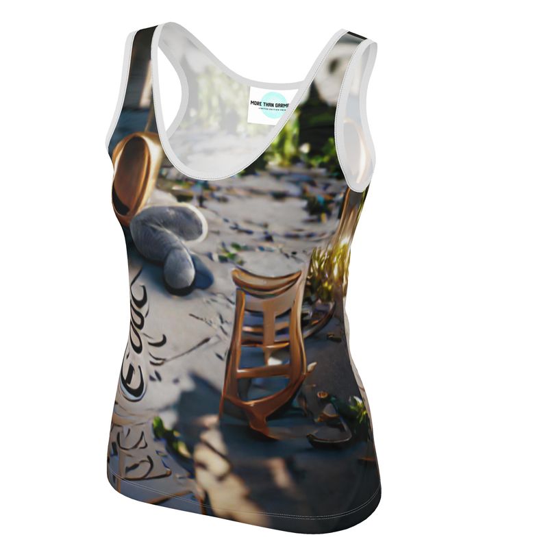 Good - Gold Brown & Grey Scoop Neck, Higher At The Back Ladies Vest Top