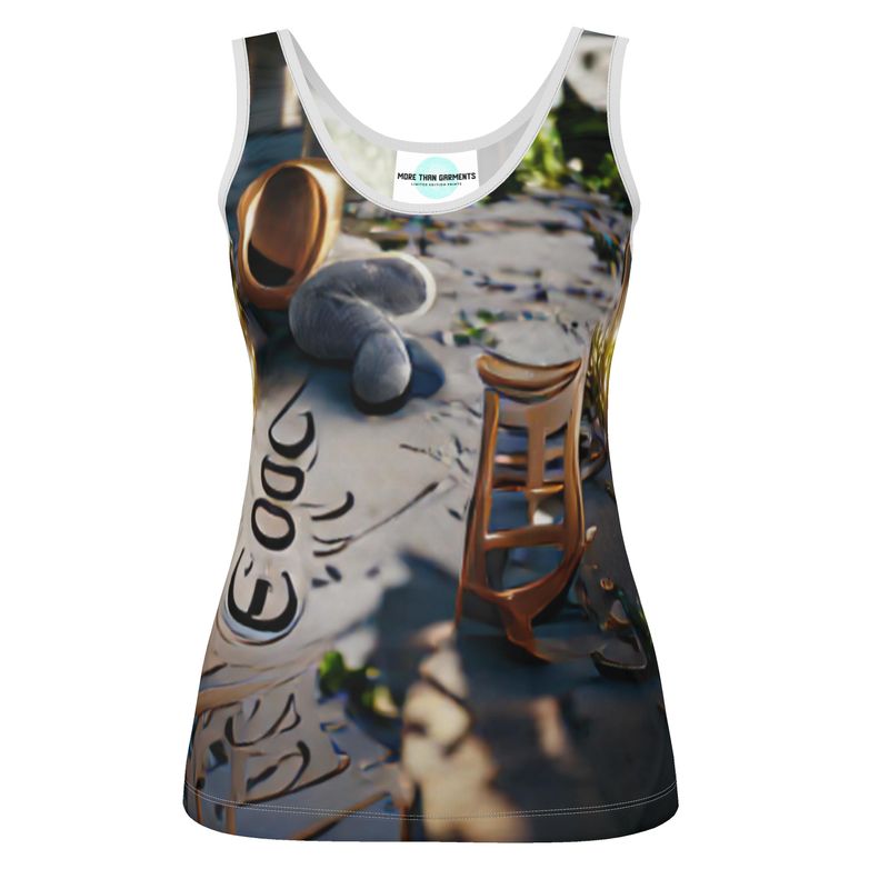 Good - Gold Brown & Grey Scoop Neck, Higher At The Back Ladies Vest Top