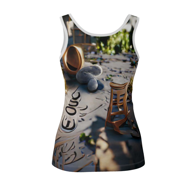 Good - Gold Brown & Grey Scoop Neck, Higher At The Back Ladies Vest Top