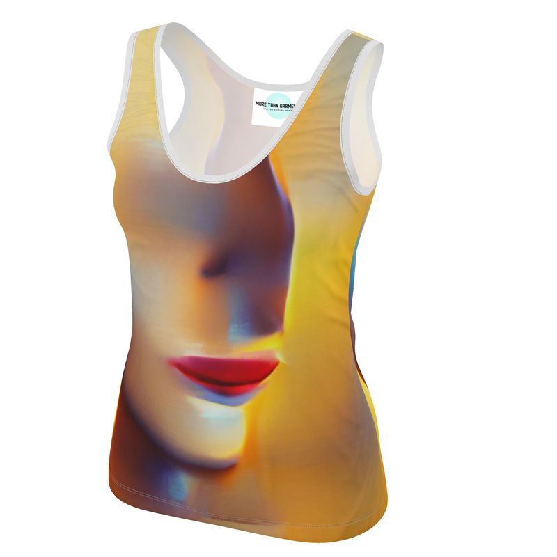 Confident - Orange Toned Scoop Neck, Higher At The Back Ladies Vest Top