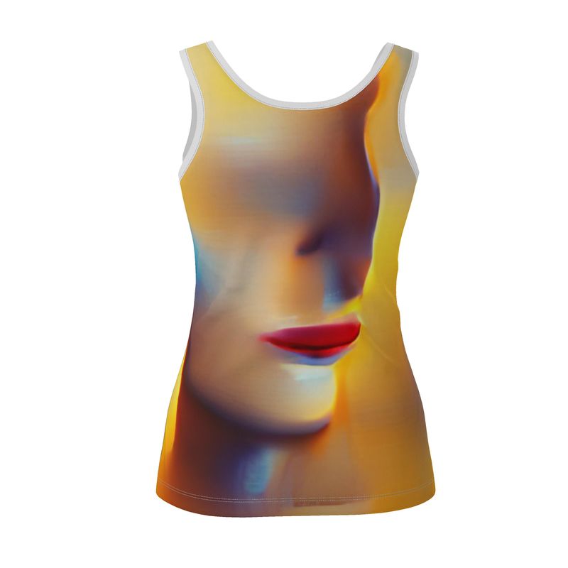 Confident - Orange Toned Scoop Neck, Higher At The Back Ladies Vest Top