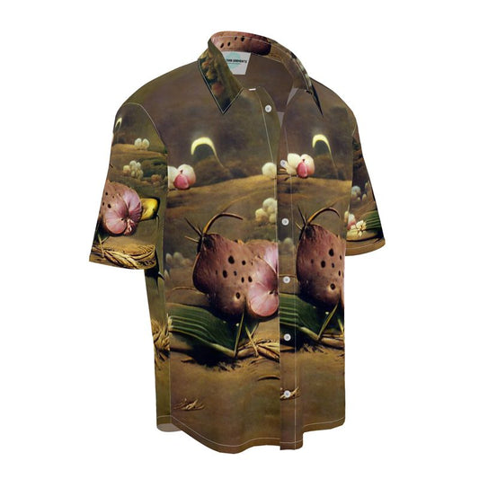 Discomfort - Brown Toned Short Sleeve Button Up, Mother Of Pearl Buttons, Breathable Fabric, Men's Short Sleeve Shirt