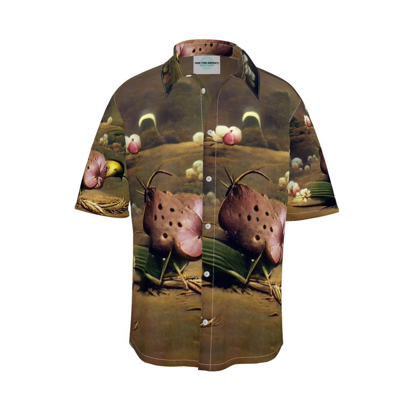 Discomfort - Brown Toned Short Sleeve Button Up, Mother Of Pearl Buttons, Breathable Fabric, Men's Short Sleeve Shirt