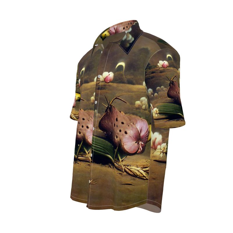 Discomfort - Brown Toned Short Sleeve Button Up, Mother Of Pearl Buttons, Breathable Fabric, Men's Short Sleeve Shirt