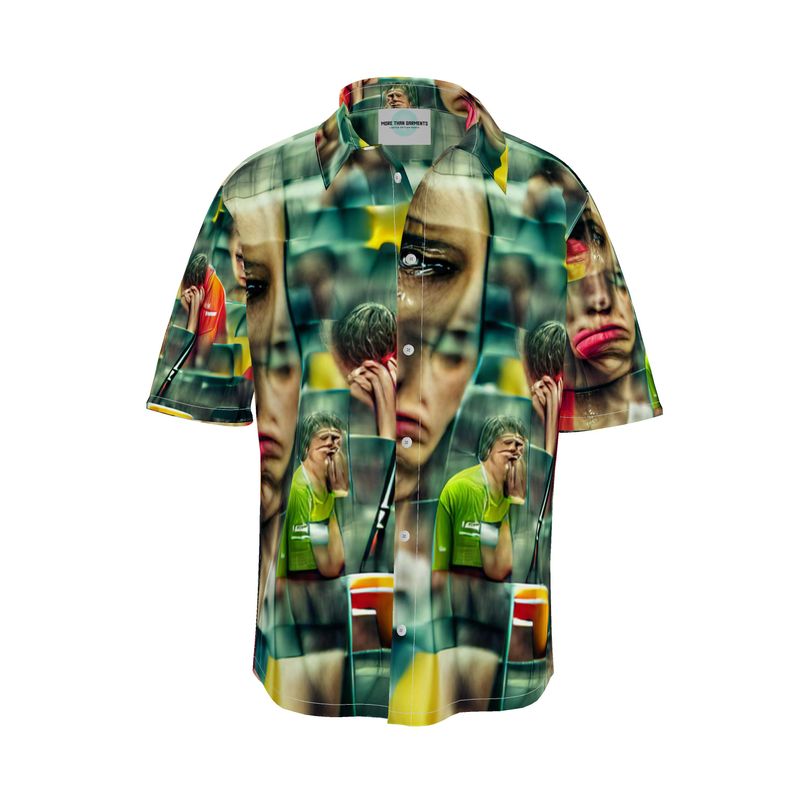 Disheartened - Red, Green & Yellow Short Sleeve Button Up, Mother Of Pearl Buttons, Breathable Fabric, Men's Short Sleeve Shirt