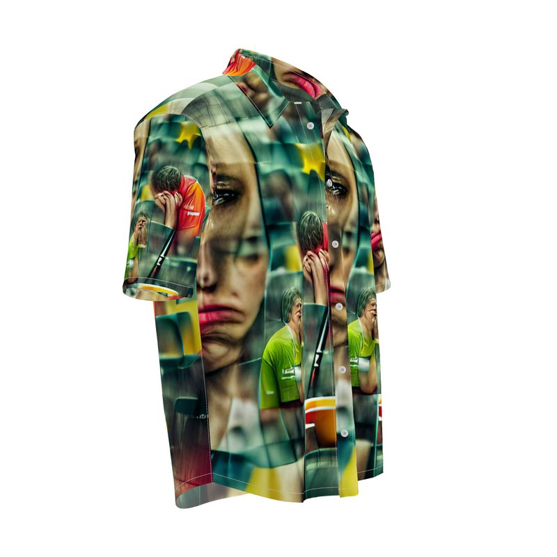 Disheartened - Red, Green & Yellow Short Sleeve Button Up, Mother Of Pearl Buttons, Breathable Fabric, Men's Short Sleeve Shirt