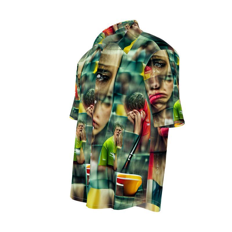 Disheartened - Red, Green & Yellow Short Sleeve Button Up, Mother Of Pearl Buttons, Breathable Fabric, Men's Short Sleeve Shirt