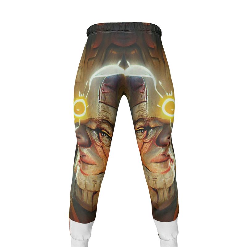 Enlightened - Yellow, Brown & White Lined Side Pockets, Slim Fit Leg With Elastic Waist, Stylish Men's Jogging Bottoms