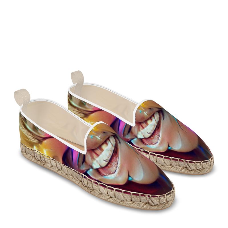 Joy - Multicoloured Leather, Printed Fabric Or Jute Innersole, Flat Shoe, Rubberised Hard Wearing Sole, Loafer Espadrilles