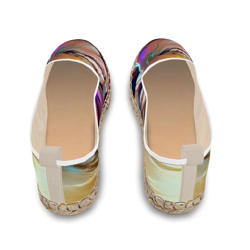 Joy - Multicoloured Leather, Printed Fabric Or Jute Innersole, Flat Shoe, Rubberised Hard Wearing Sole, Loafer Espadrilles