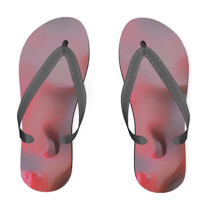 Joy 2 - Two Tone Red Unisex Soft Plastic Straps, Covered With Poly-Satin, Sturdy Foam Base Flip Flops