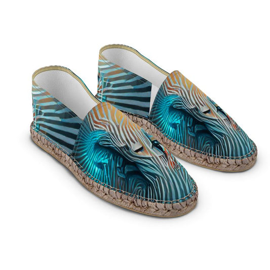 Attraction - Blue Striped Non-Slip Rubber Base Unisex Jute Woven Insole Espadrilles