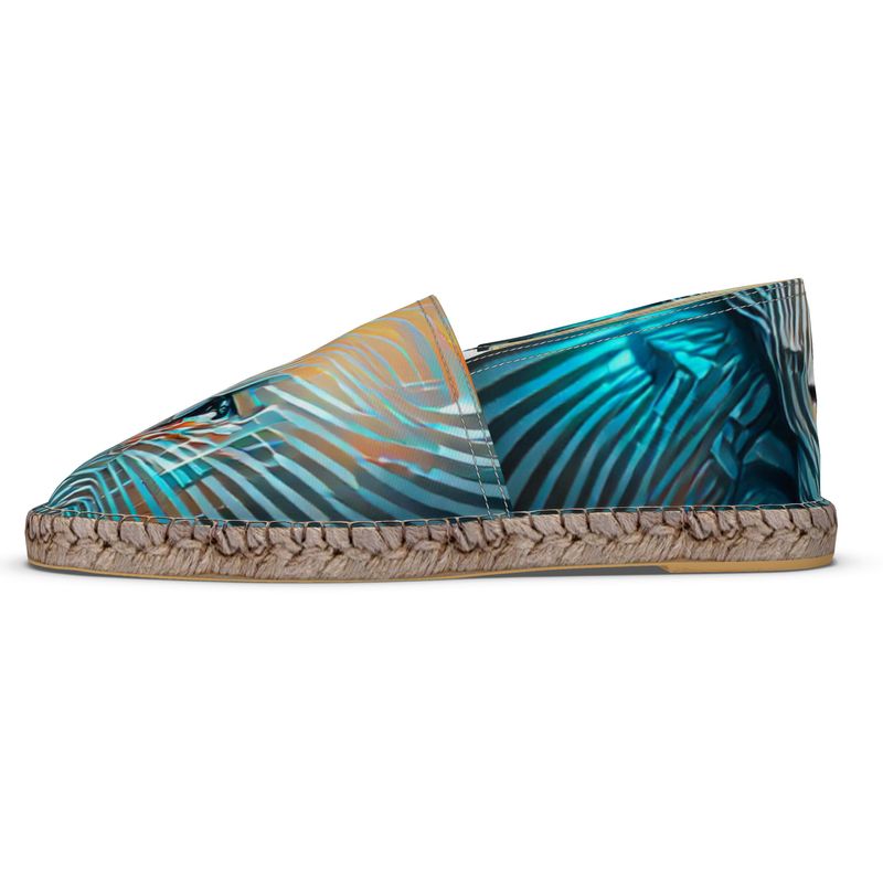 Attraction - Blue Striped Non-Slip Rubber Base Unisex Jute Woven Insole Espadrilles