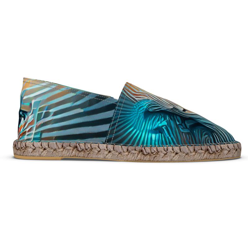 Attraction - Blue Striped Non-Slip Rubber Base Unisex Jute Woven Insole Espadrilles